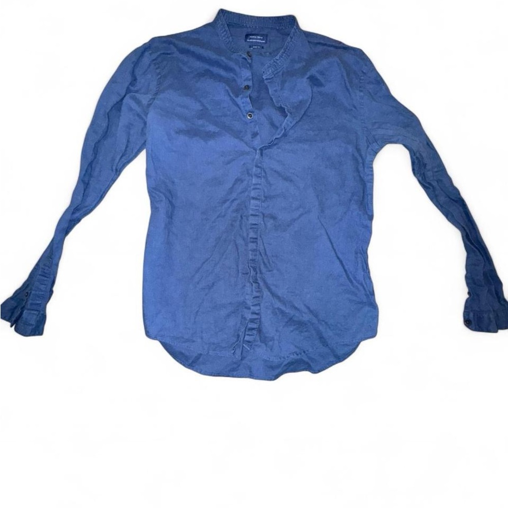Zara Men's Casual Blue Button-Down Shirt